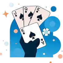 Cartas de blackjack con fondo azul representando juegos de casino online
